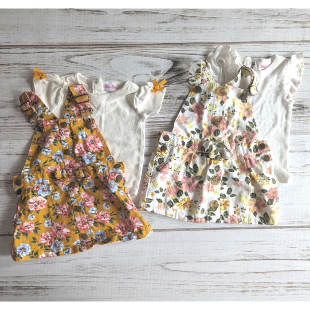 Little Lass Floral Overall Dress Outfit Bundle sz 18M - Picture 1 of 6